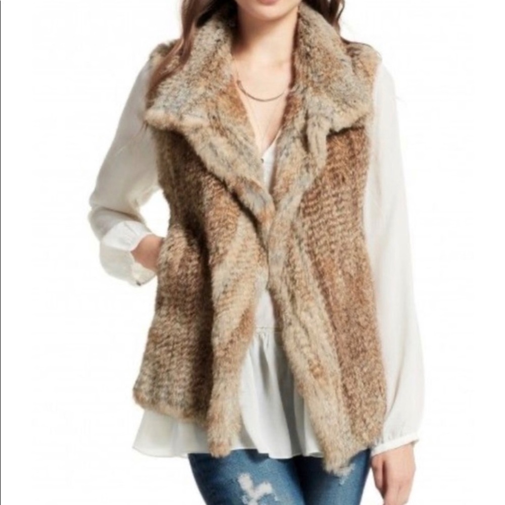 Calpyso St Barth Knitted Rabbit Fur Open Vest Medium